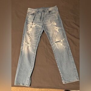 American Eagle Athletic Fit Ripped Jeans